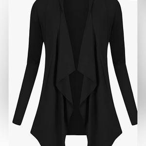Women's Clothing Light Cardigan Cover Open Front Draped Style Black Size XL NWOT